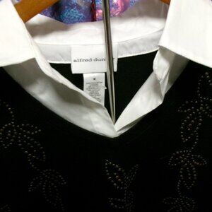 NWOT Alfred Dunner Medium Twofer Sweater with Metallic Floral Embellishments